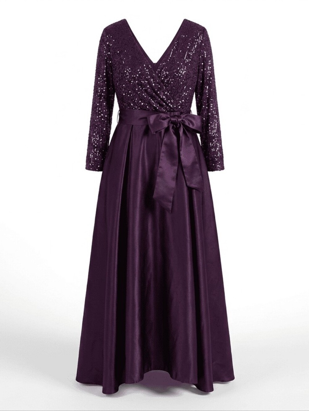 Plus Size 22W Purple Sequin Evening Gown Formal Maxi Dress V-Neck Elegant Xscape